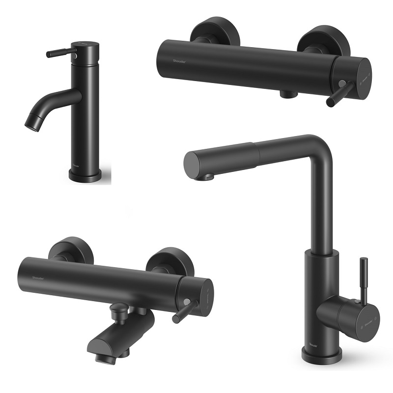 ست 4 تکه شیرآلات شودر مدل مارینو مشکی