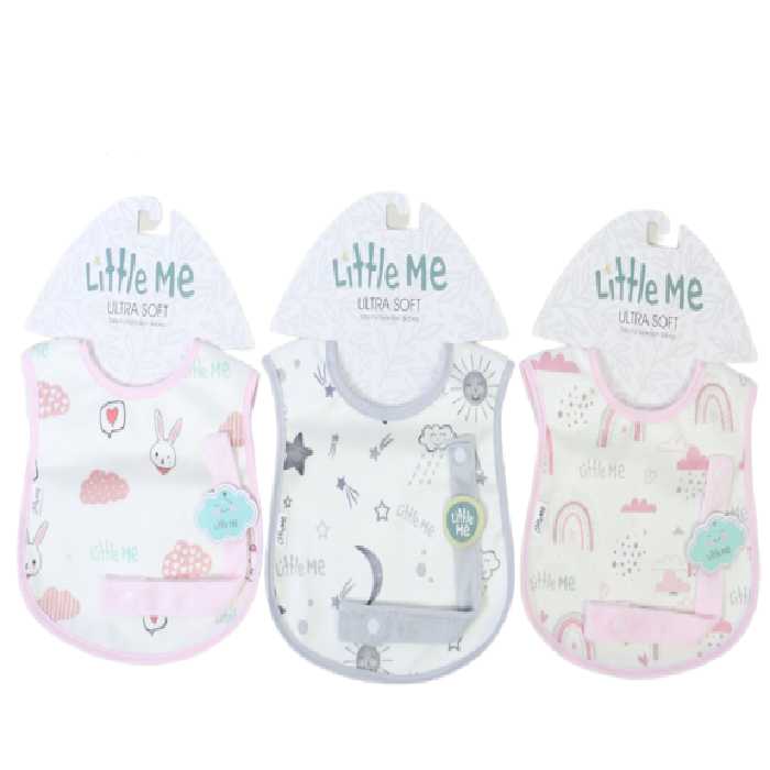 پیشبند نوزادی دخترانه با بند پستانک دکمه ای لیتل می little me
