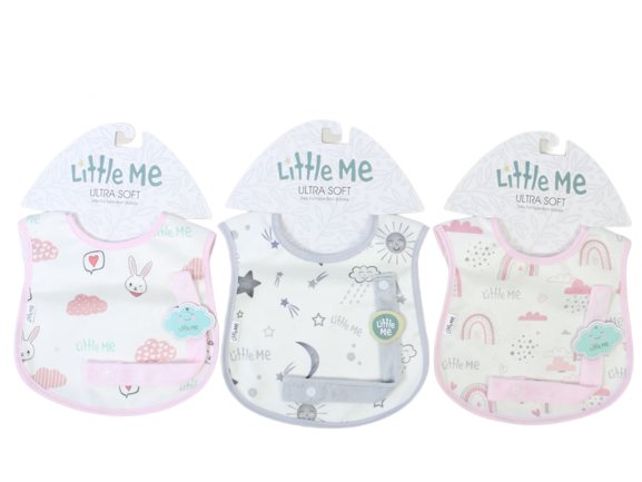 پیشبند نوزادی دخترانه با بند پستانک دکمه ای لیتل می little me