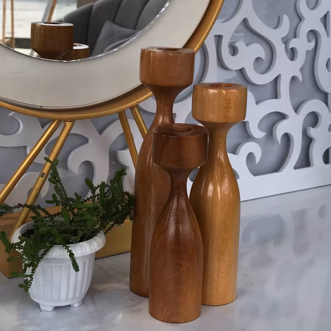 شمعدون چوبی 3تایی