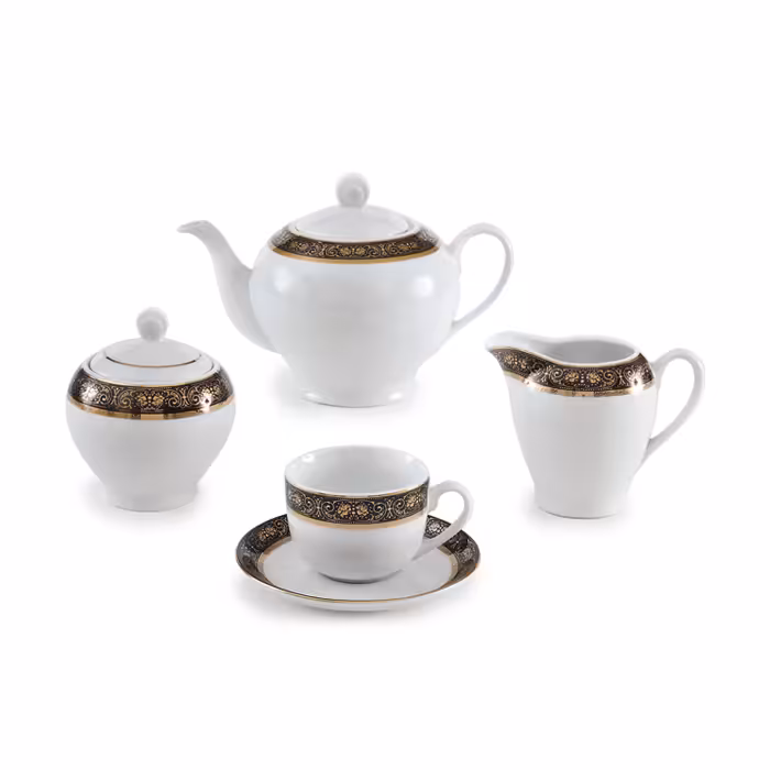 سرویس چینی زرین 6 نفره چای خوری میدنایت (17 پارچه)