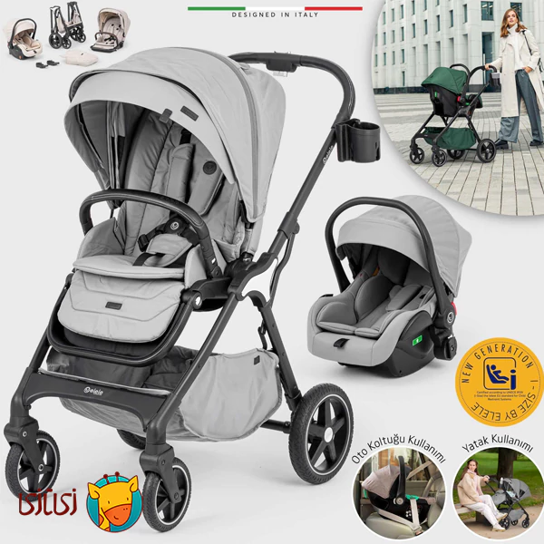 کالسکه تراول سیستم اله‌له مدل Hera رنگ طوسی نقره‌ای