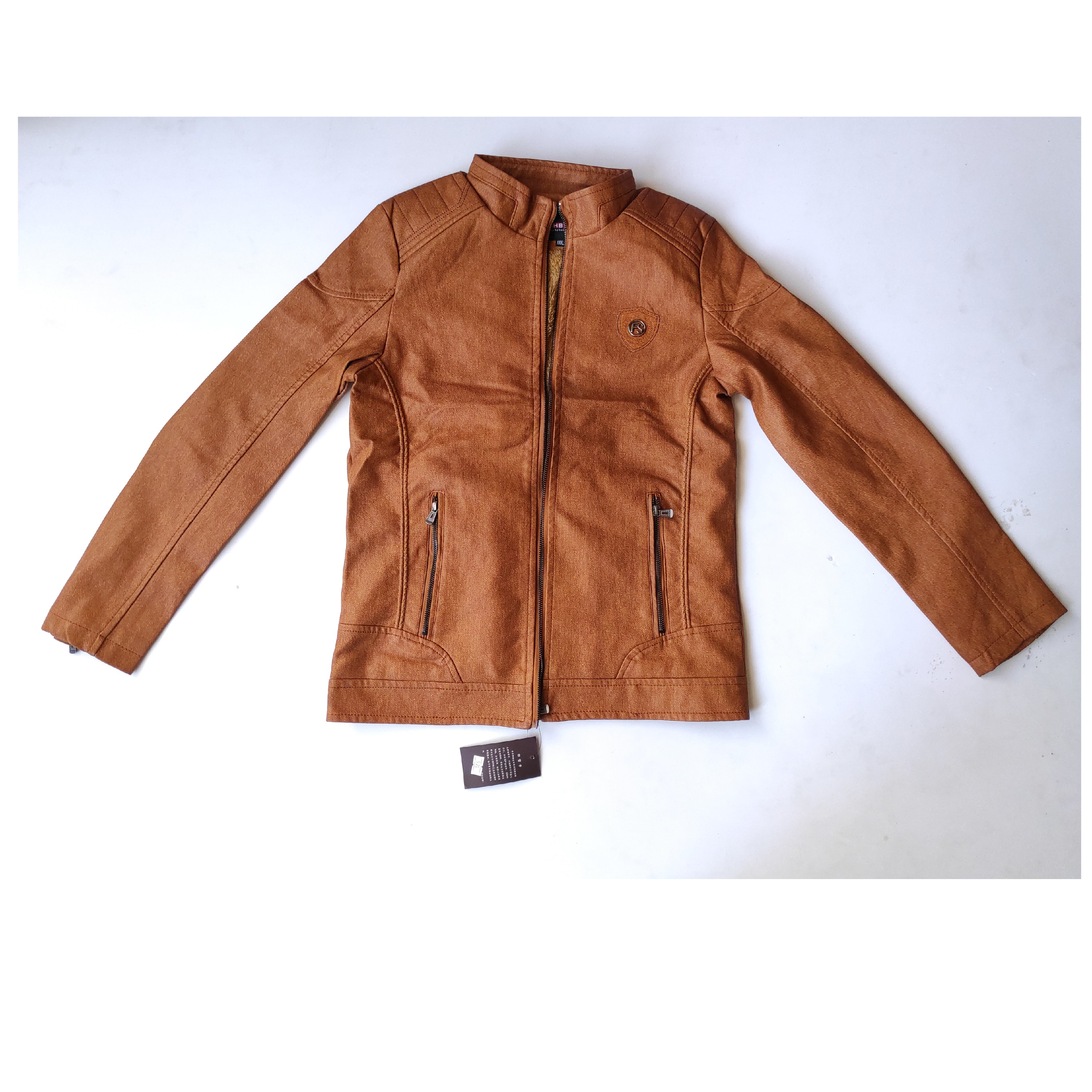 کاپشن چرم مردانه خارجی رنگ عسلی داخل خز مناسب سایز2ایکس لارج تا4ایکس لارج