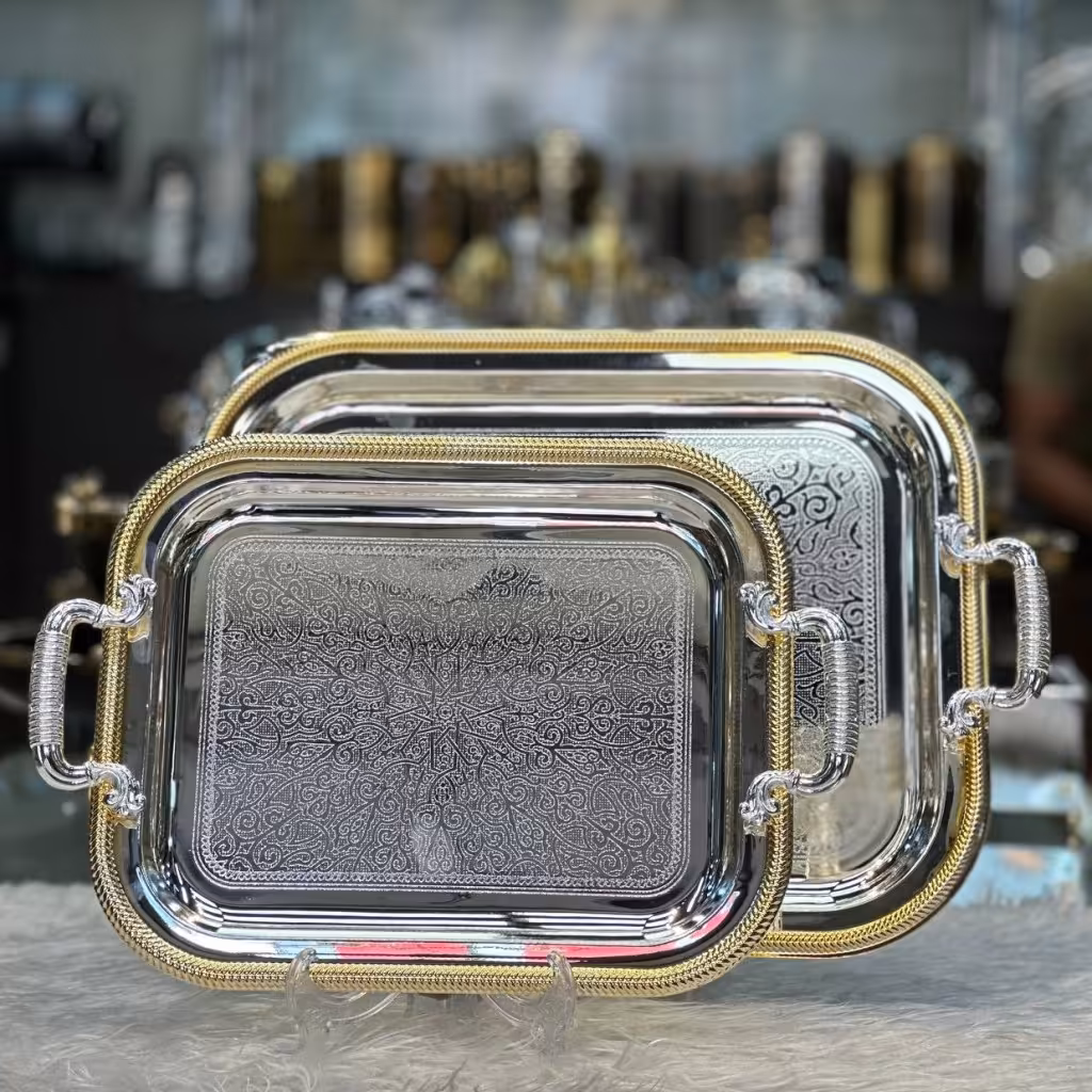 سینی مستطیل استیل 2تیکه اماراتی