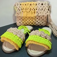 ست کیف مکرومه و  صندل