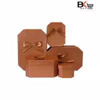 باکس کادویی 5 تکه هشت ضلعی کشیده پاپیون دار مسی کد 54