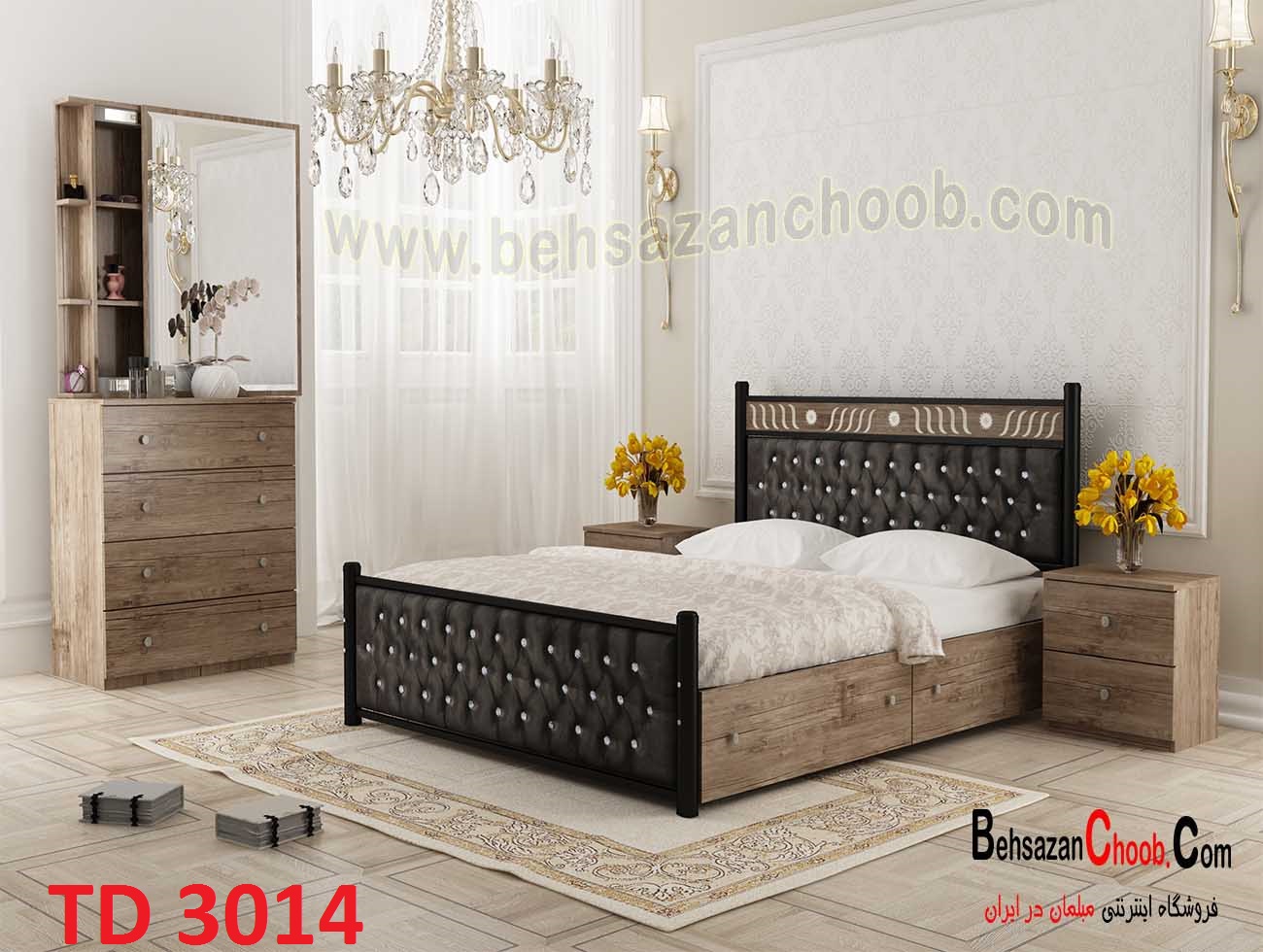تخت دو نفره رز  TD  3014