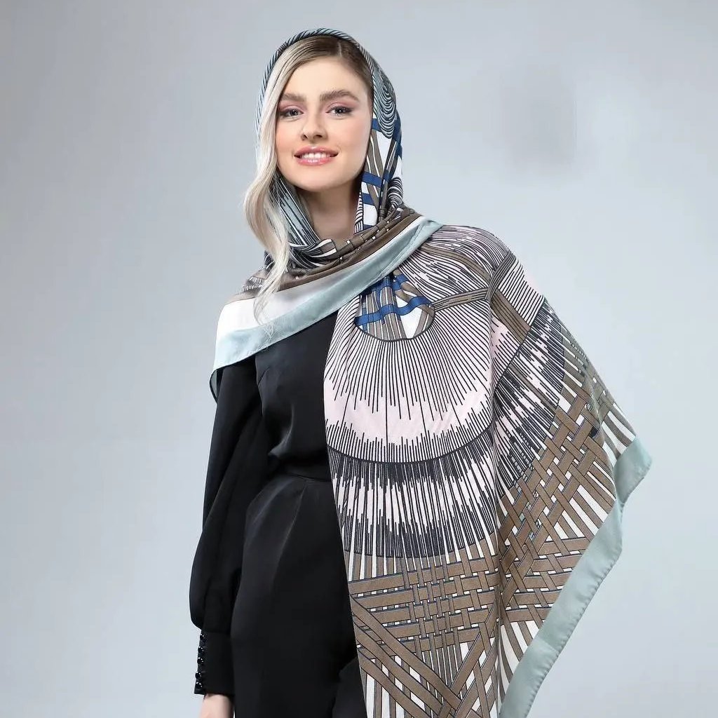 روسری نخی درجه یک دور دست دوز