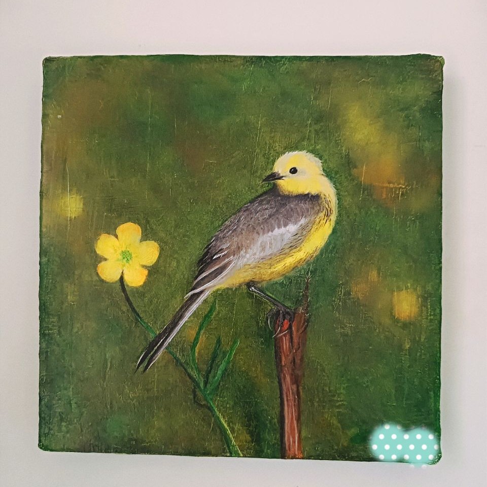 تابلوی پرنده رنگ روغن روی بوم 20 در 20