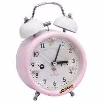 ساعت رومیزی زنگ دار صورتی طرح گربه