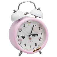 ساعت رومیزی زنگ دار صورتی طرح گربه