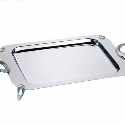 سینی استیل نگار کد 180 دسته حلقه نگین دار سایز بزرگ