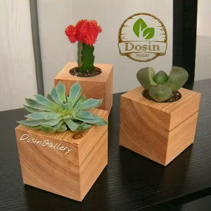 گلدان چوبی پک 3 عددی