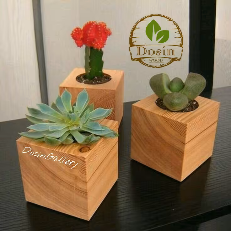 گلدان چوبی پک 3 عددی