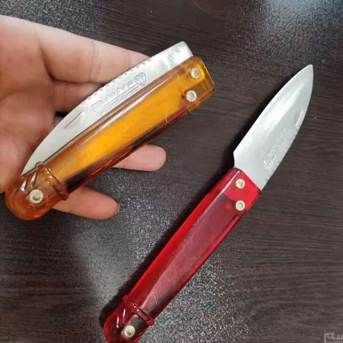 چاقوی دسته شفاف محراب کردستان بدون ضامن،تیغه با کیفیت 23 سانت