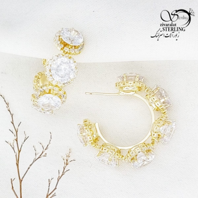 گوشواره جواهری نگین دار کد 12230