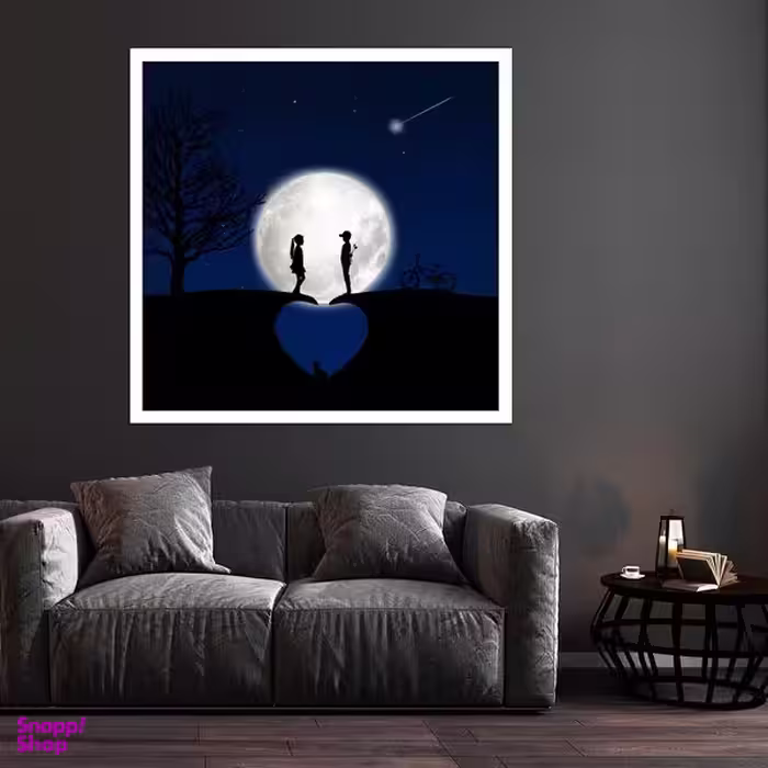 تابلو بکلیت طرح شب مهتاب و عاشقانه مدل قاب شاسی W-S8187