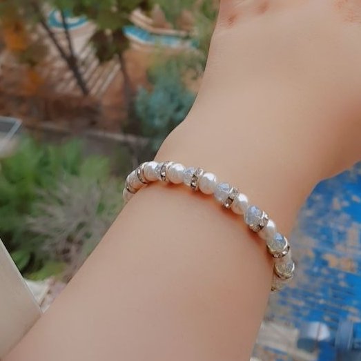 دستبند مروارید و کریستال و رینگ خوشگل کد 49