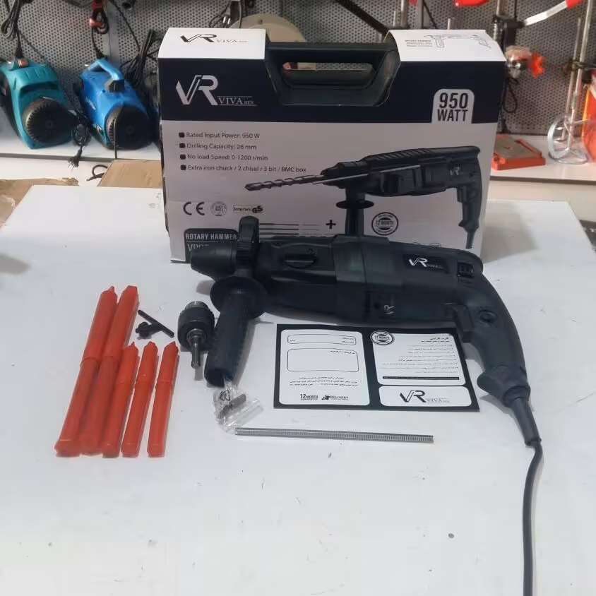 دریل بتن کن سه حالته 3کیلویی 950وات ویوا رکس بایک سال گارانتی