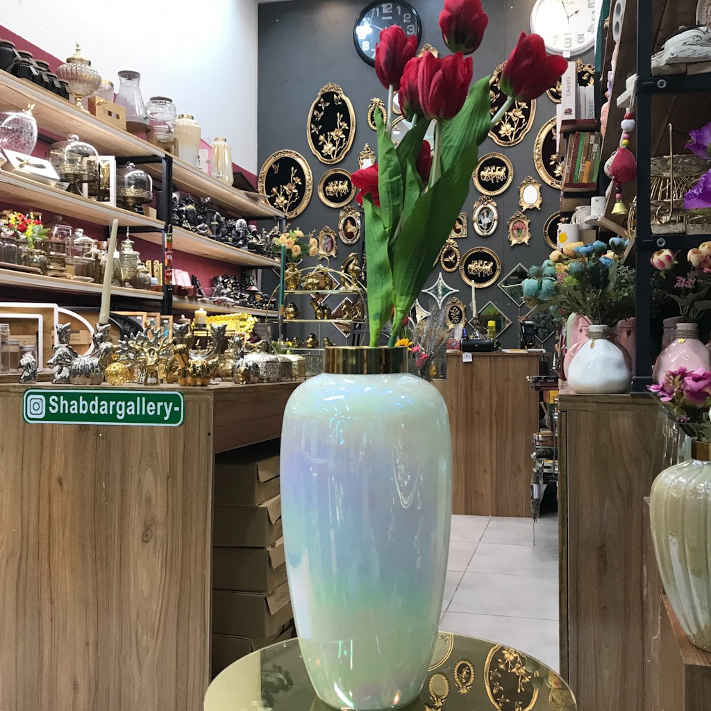 گلدان سفید لیزری هفت رنگ ایکیا سایز بزرگ