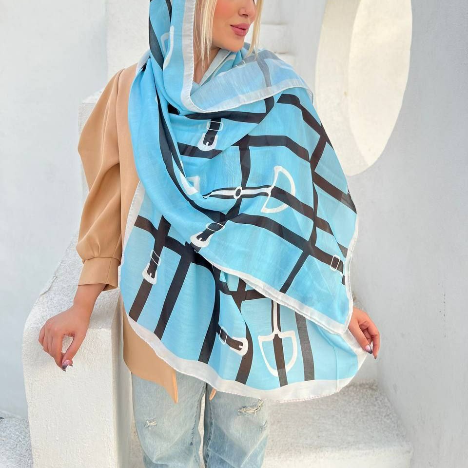 شال نخی آبی خوش رنگ