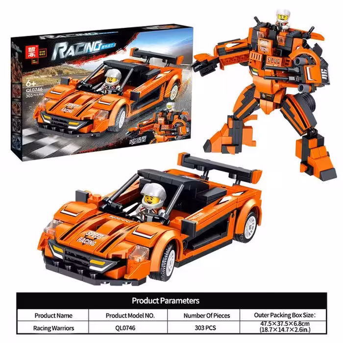 لگو تبدیل شونده ماشین مسابقه به ربات 303 قطعه برند QL0746C