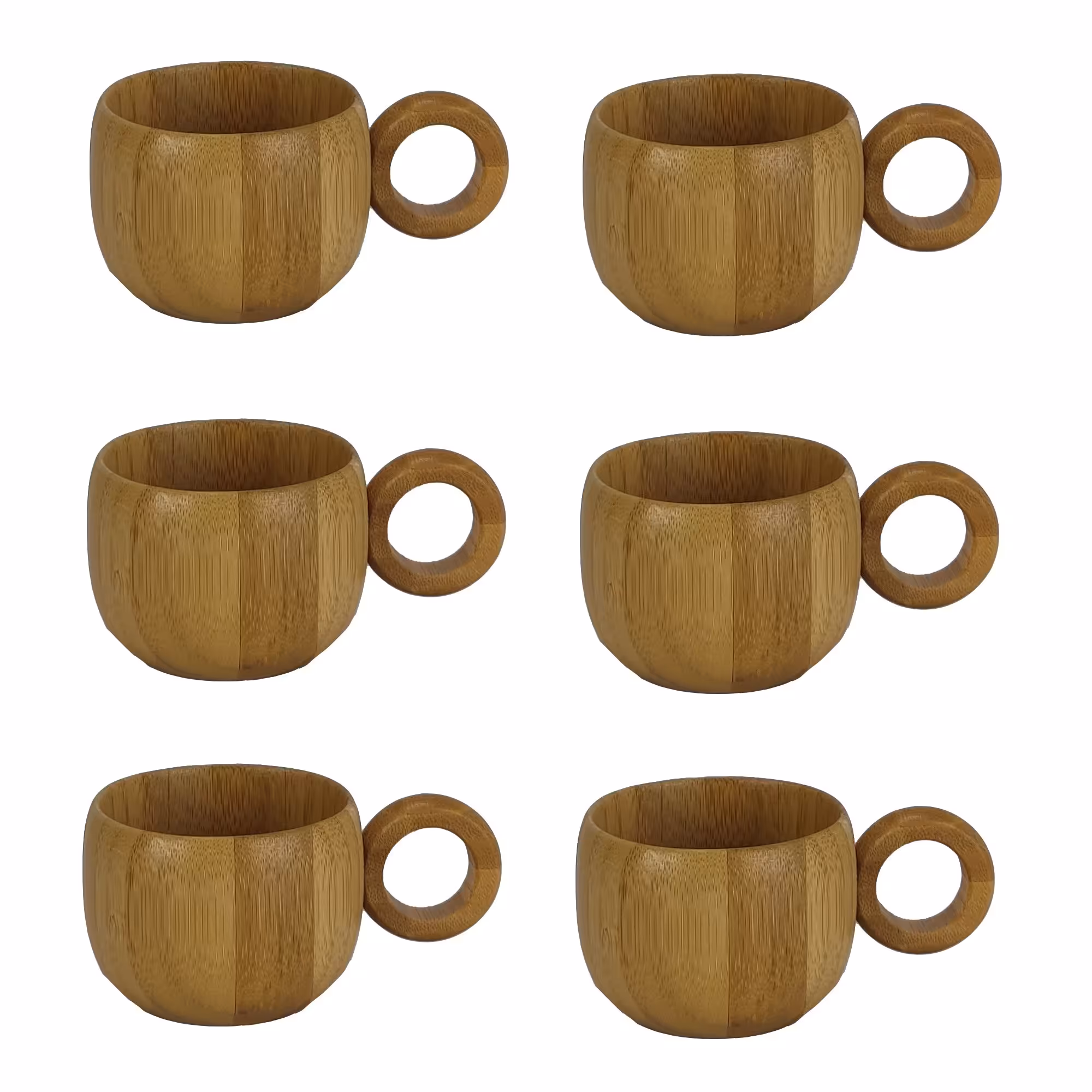 ست فنجان چای و قهوه چوبی بامبو بسته شش عددی مدل H4.4  کد Gw51103009 