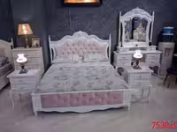 سرویس خواب چوب و ام دی اف کد7530 شامل تخت – دراور و قاب اینه- پاتختی