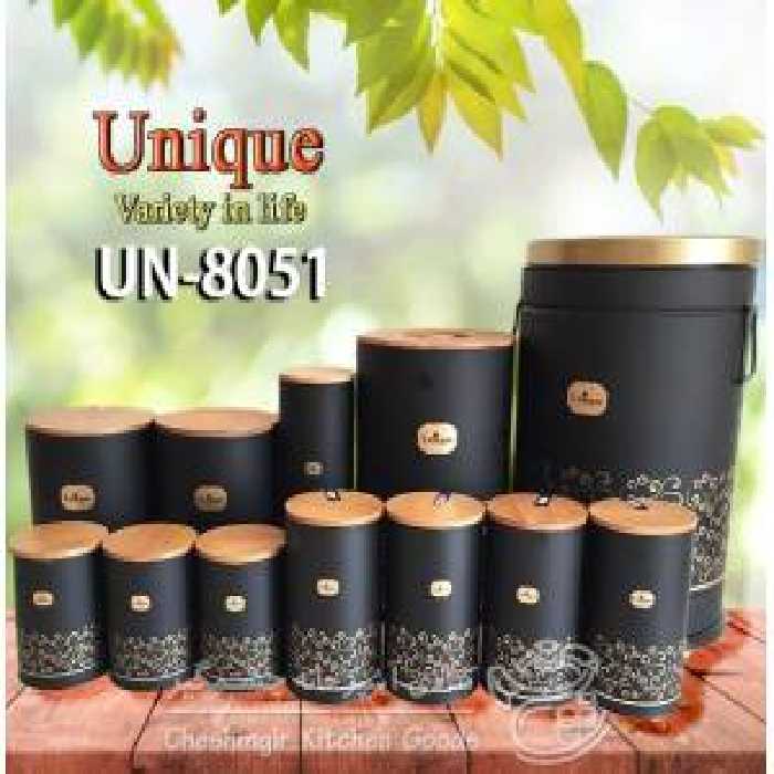 سرویس 12 پارچه آشپزخانه درب بامبو طرح مینیاتور یونیک کد UN_8053