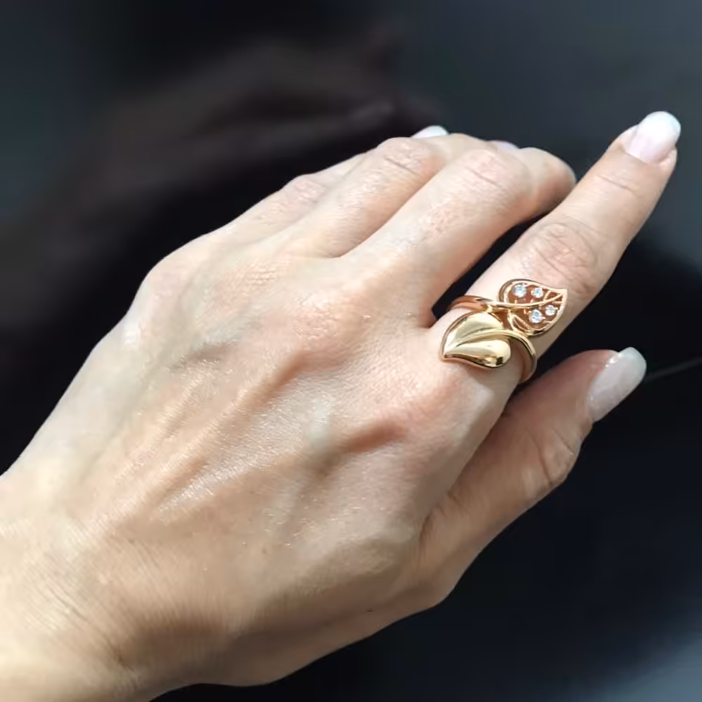 انگشتر  ژوپینگ طرح برگ سایز 9  ارسال رایگان