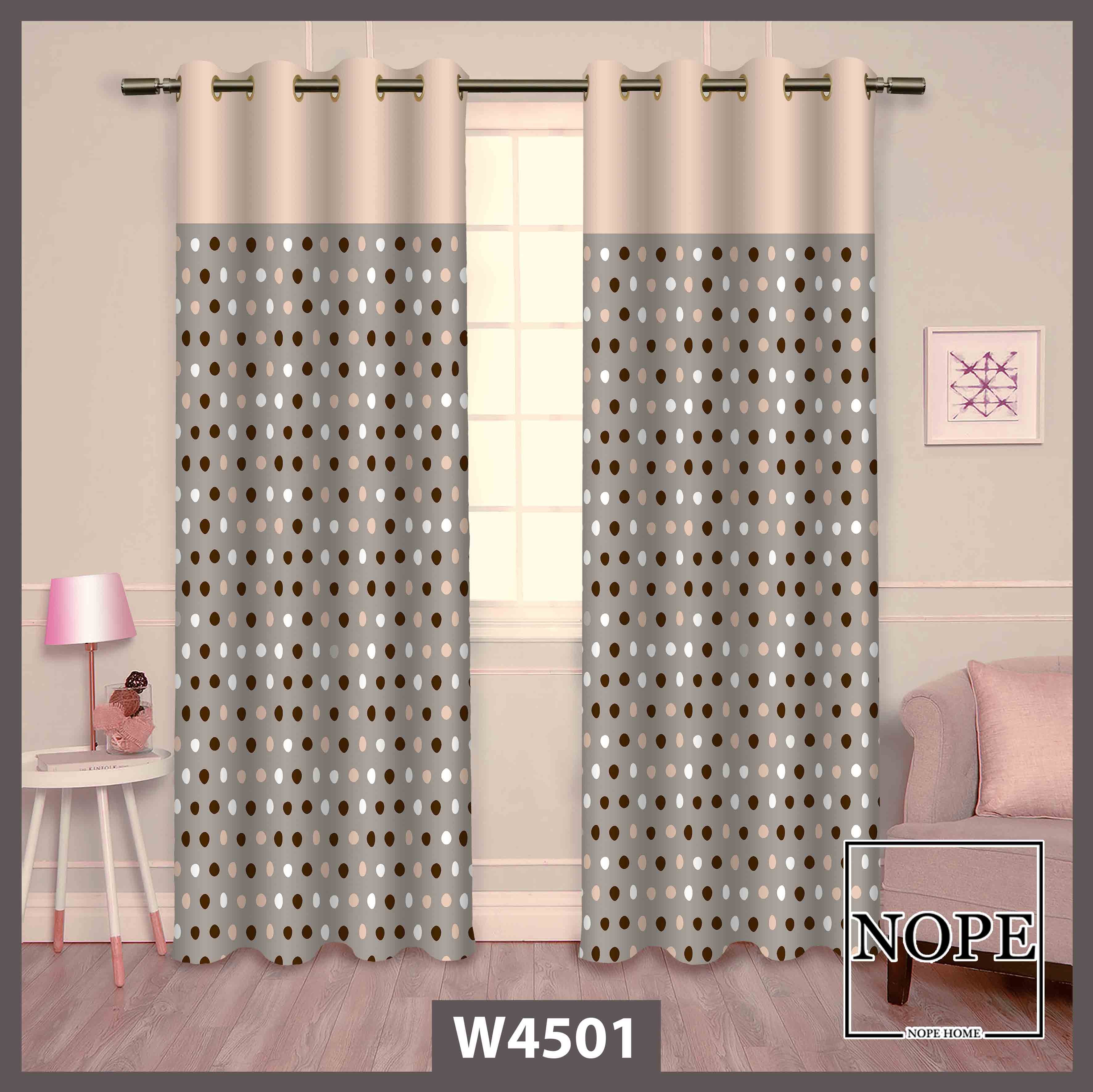 پرده چاپی پانچی دوقواره کد 4501 طرح خال خالی