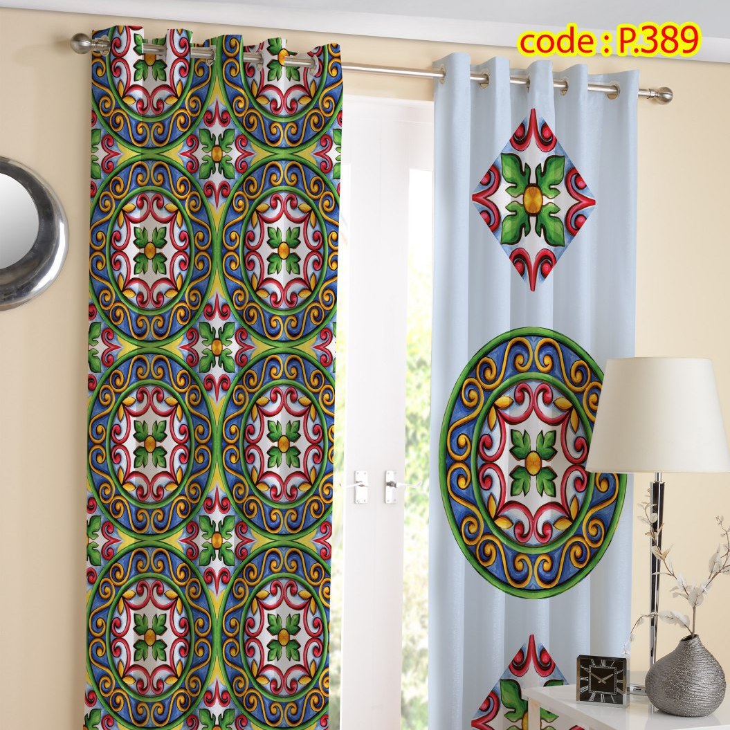 پرده پذیرایی دو قواره طرح ماندالا کد P389