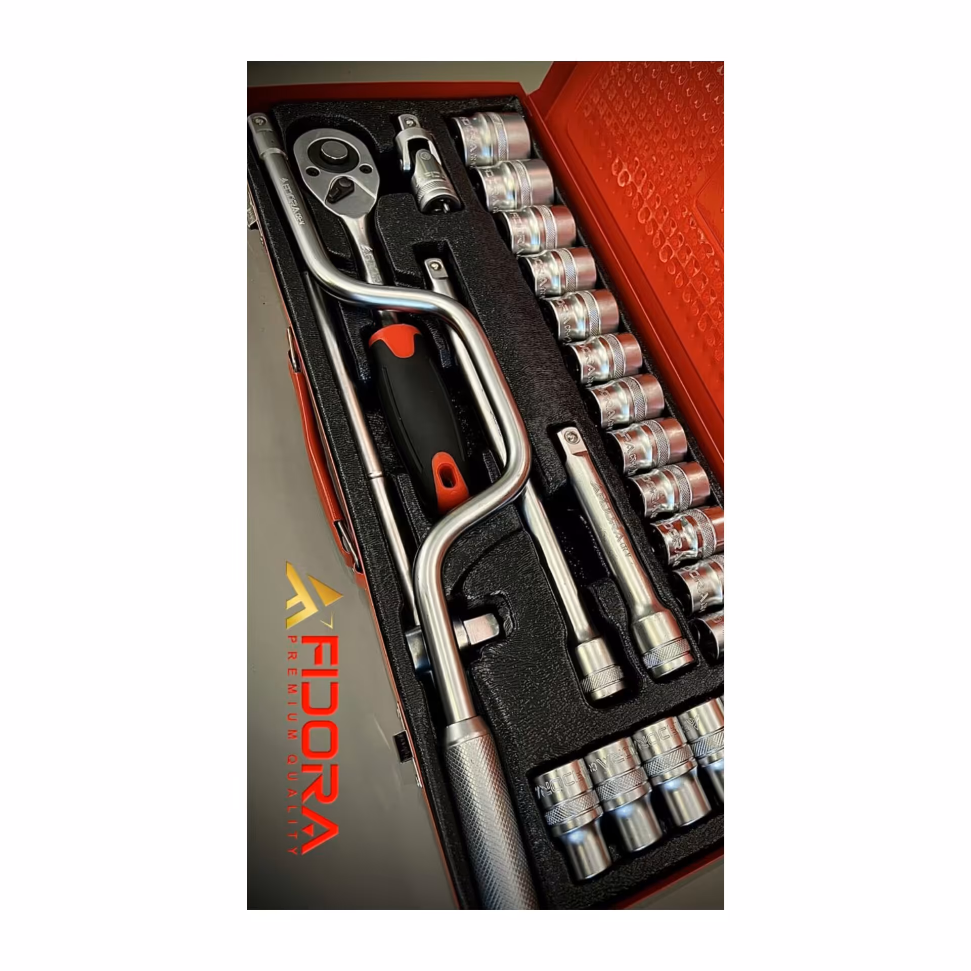 جعبه بکس 24 پارچه برند فیدورا FIDORA فشار قوی صنعتی استاد کار  درایور یک دوم جعبه فلزی 