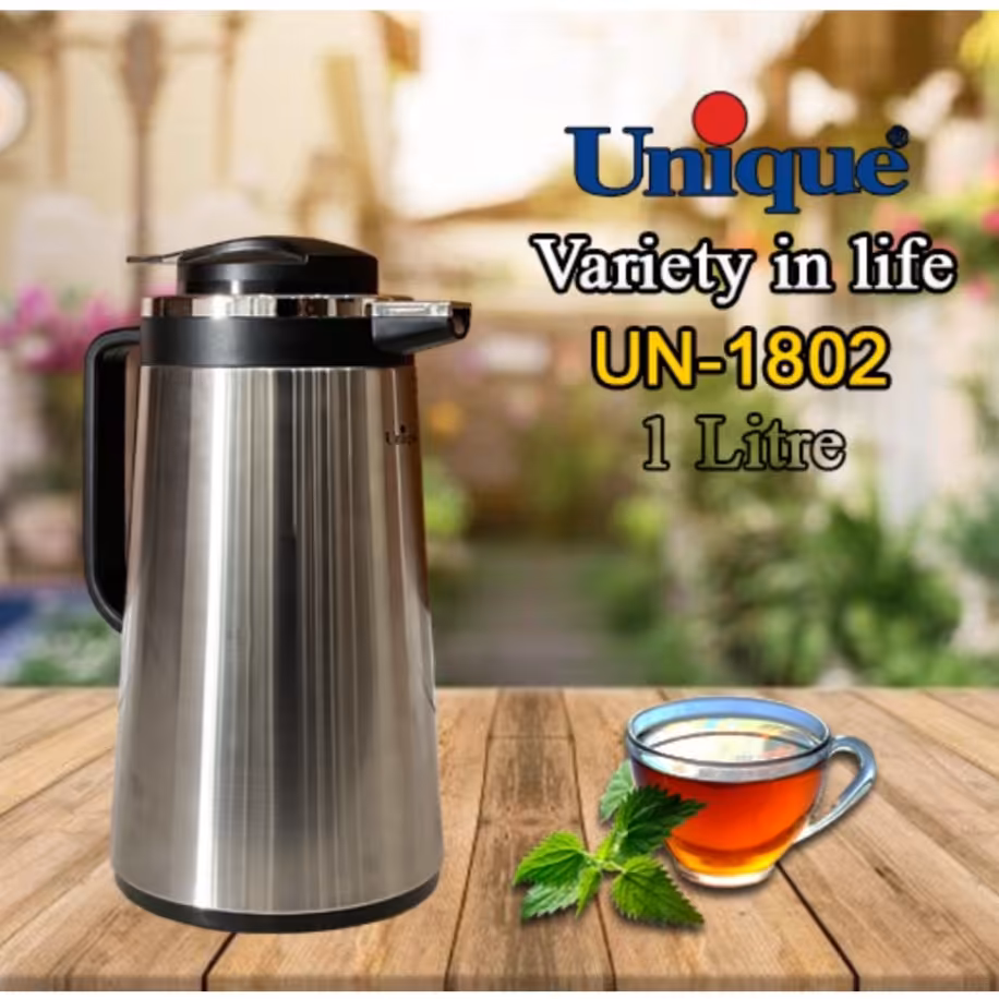 فلاسک 1 لیتریونیک  استیل شیشه دار یونیک کد 1802(ارسال رایگان)