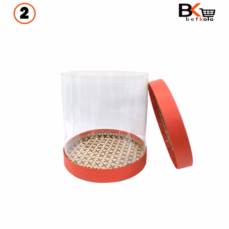 باکس کادویی استوانه ای طلقی قرمز سایز دو 