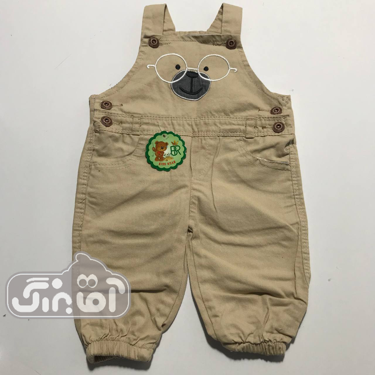 پیشبندی کتان بهار طرح خرس عینکی کرم