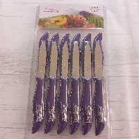 چاقو میوه خوری ماربلا 12 عددی طرح هخامنشی برجسته تیغه استیل دسته پلاستیک فشرده وارداتی برزیل کارد میوه خوری رنگ بنفش 