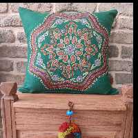 کوسن پته دوزی ابعلد 45در45سانت سبز رنگ یک  جفت