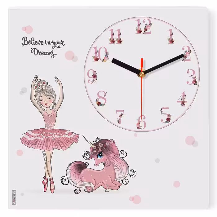 ساعت دیواری کودک MOMMY طرح یونیکورن وبالرین کد 2190