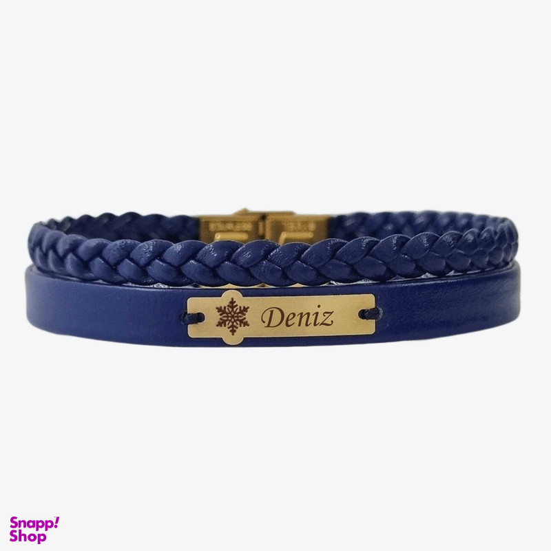 دستبند  طلا و چرم 18 عیار زنانه لیردا مدل اسم دنیز 20206