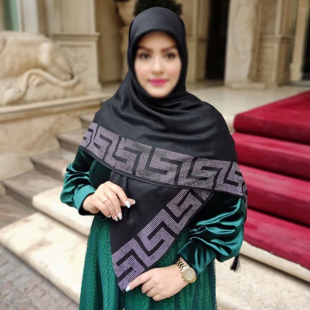 روسری مشکی مجلسی شیک نگین کاری