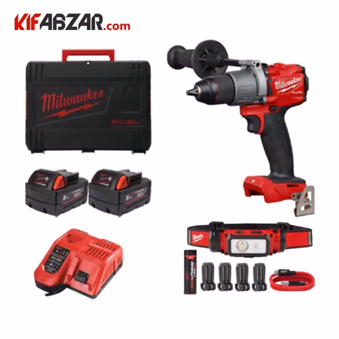 کیت دریل شارژی چکشی 18 ولت میلواکی مدل M18FPD2-502XL
