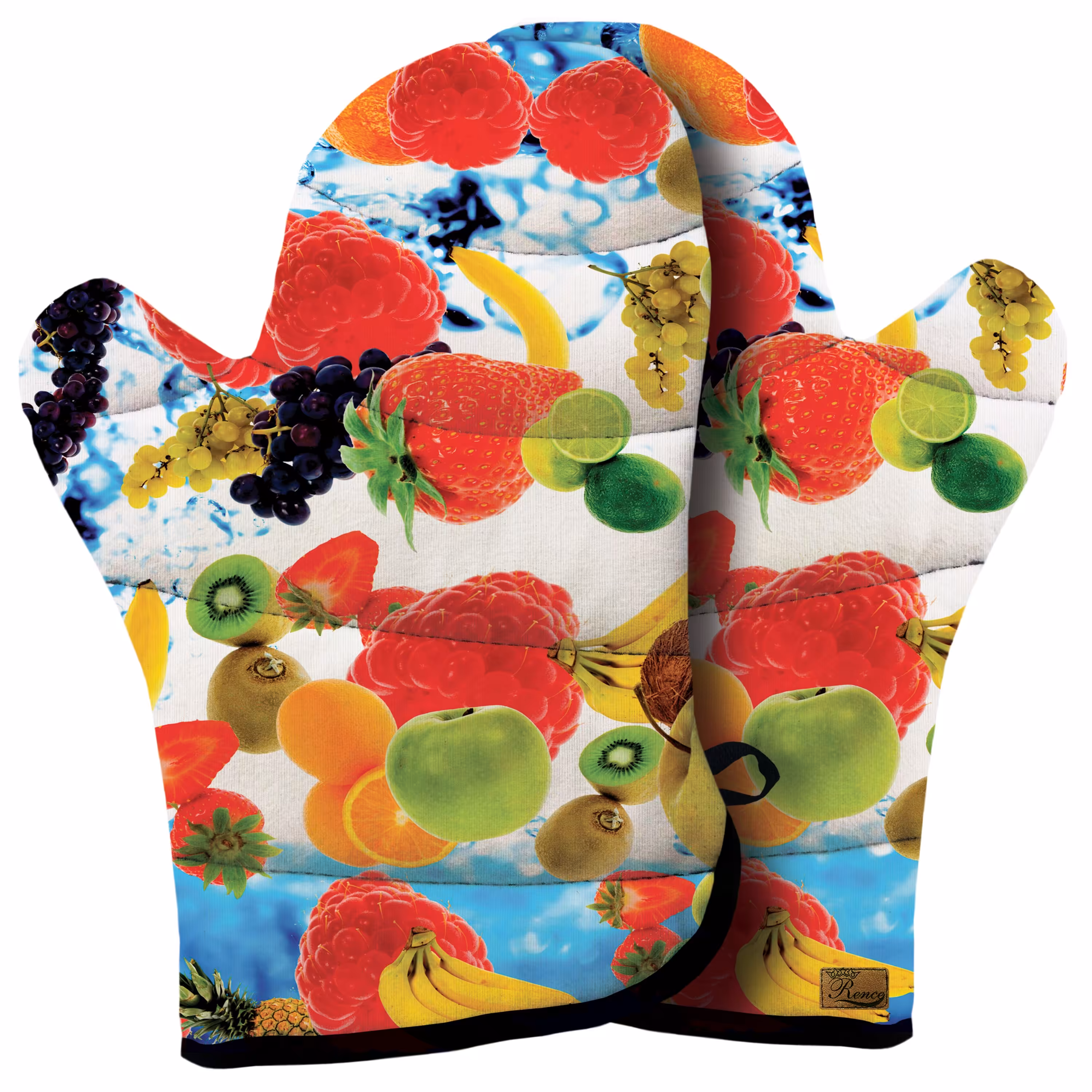 دستکش فر پارچه ای نسوز مخمل دو رو چاپ طرح میوه سایز 20 در 32 مدل F1-139 شرکت رنس