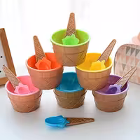 بستنی خوری فانتزی رنگی بسته 2 عددی