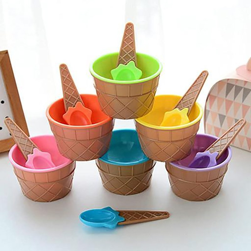 بستنی خوری فانتزی رنگی بسته 2 عددی