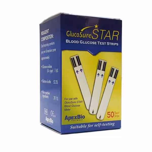 نوار تست قند خون گلوکو شور استار GLUCOSURE STAR