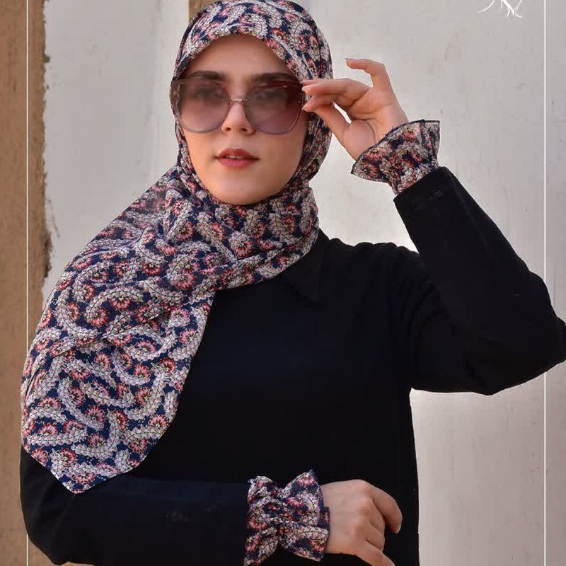 ست روسری و ساقدست کرپ حریر جذاب و دوست داشتنی