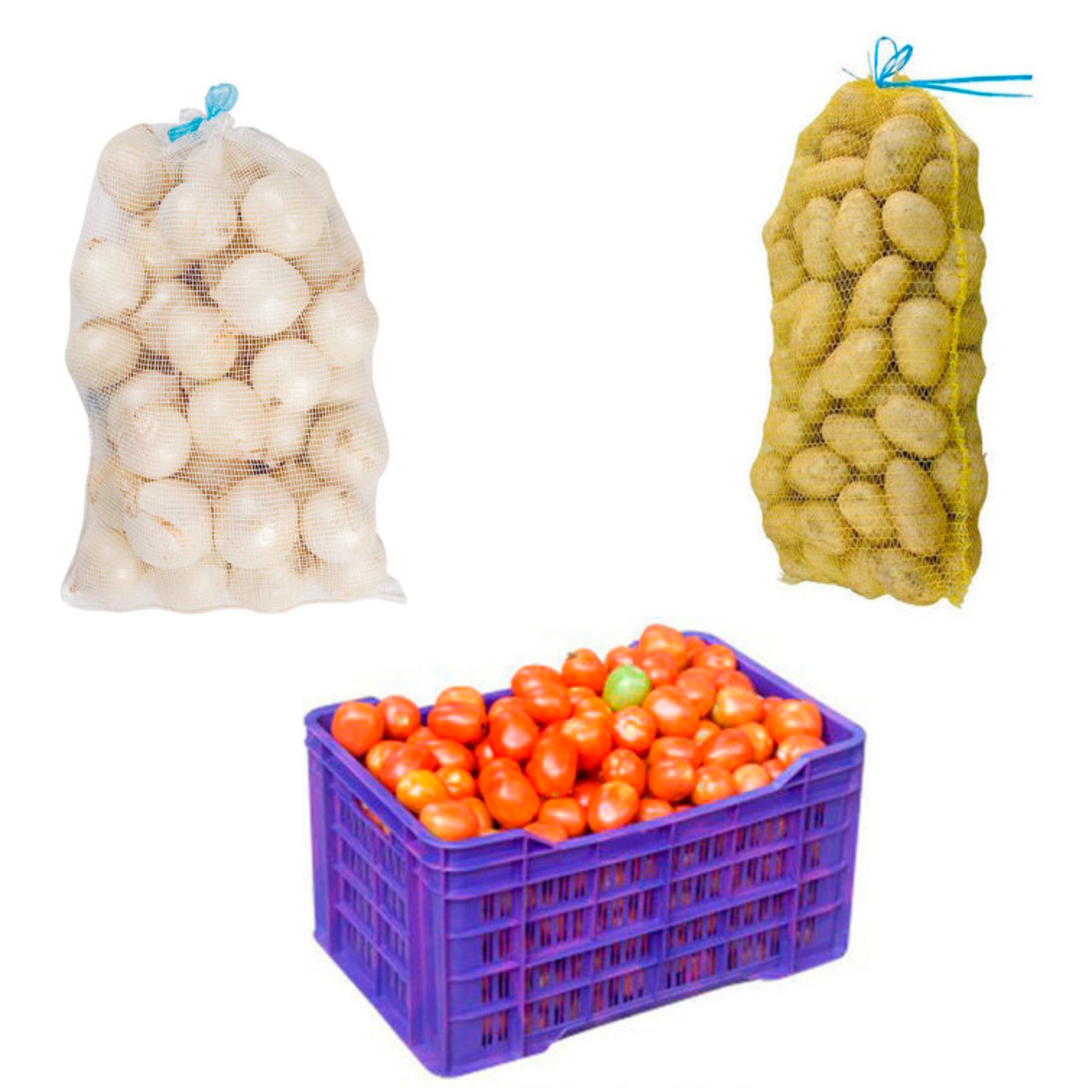 سیب زمینی متوسط - 3 کیلو گرم، پیاز سفید متوسط - 3 کیلو گرم و گوجه فرنگی - 3 کیلو گرم