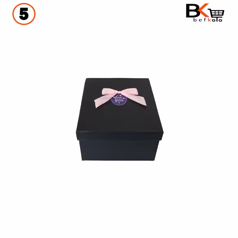 باکس کادویی مستطیلی مشکی پاپیون دار سایز پنج  کد 38