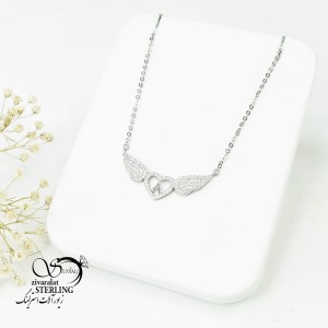 گردنبند نقره زنانه طرح قلب بالدار کد 6423